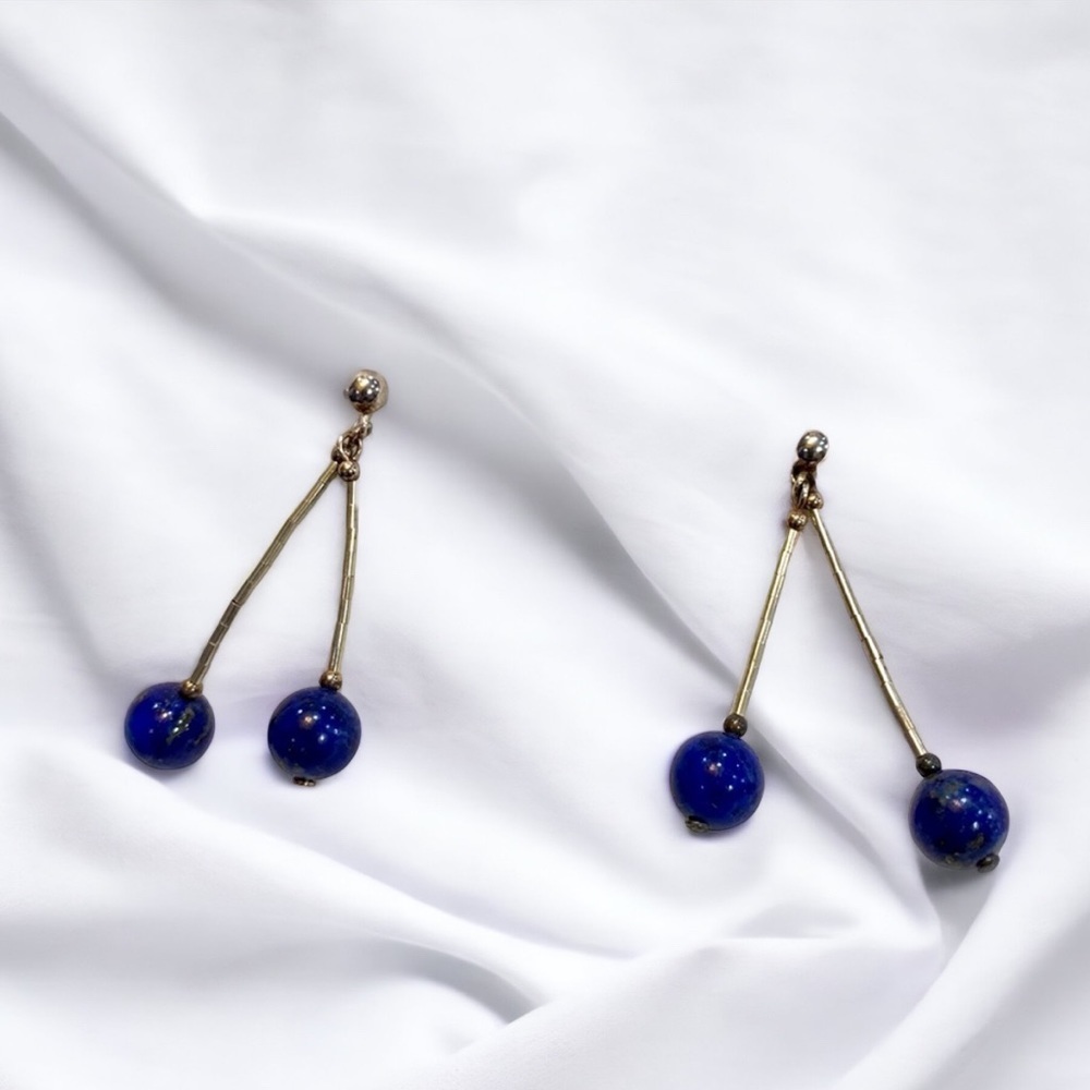 Vintage Lapis Sterling Silver Dangle Earrings